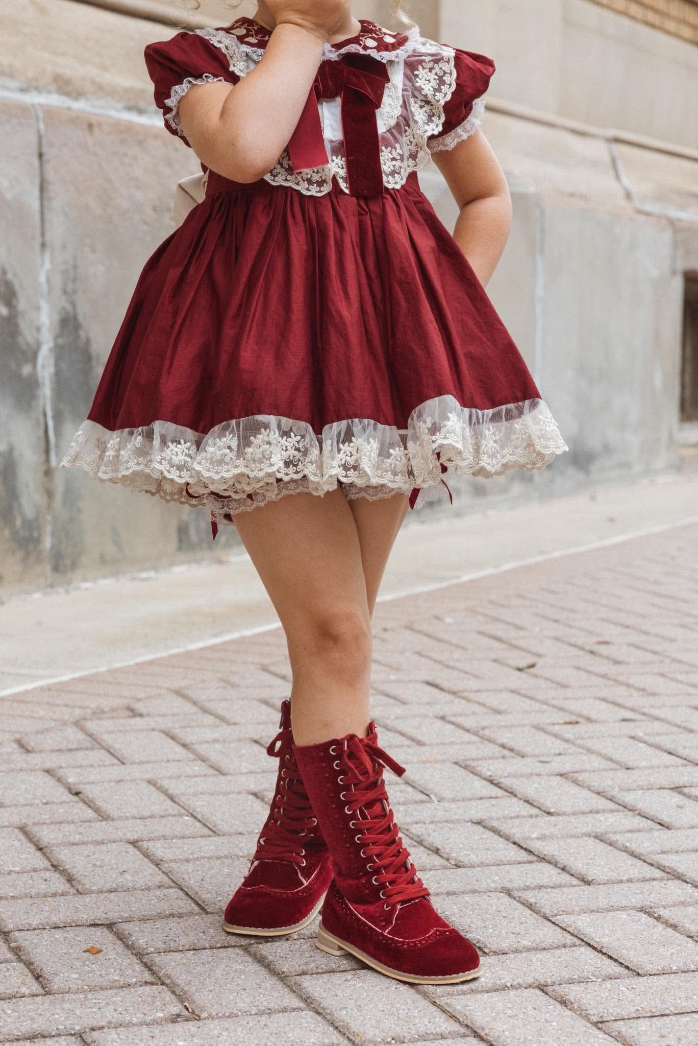 Pre Order Maroon Velvet Knee High Boots