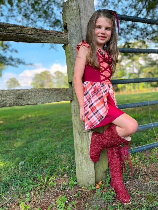Maroon Knee High Lace Victorian Boot