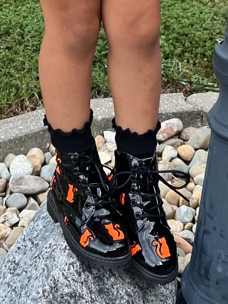 Pre Order Black/Orange Cat Combat Boots
