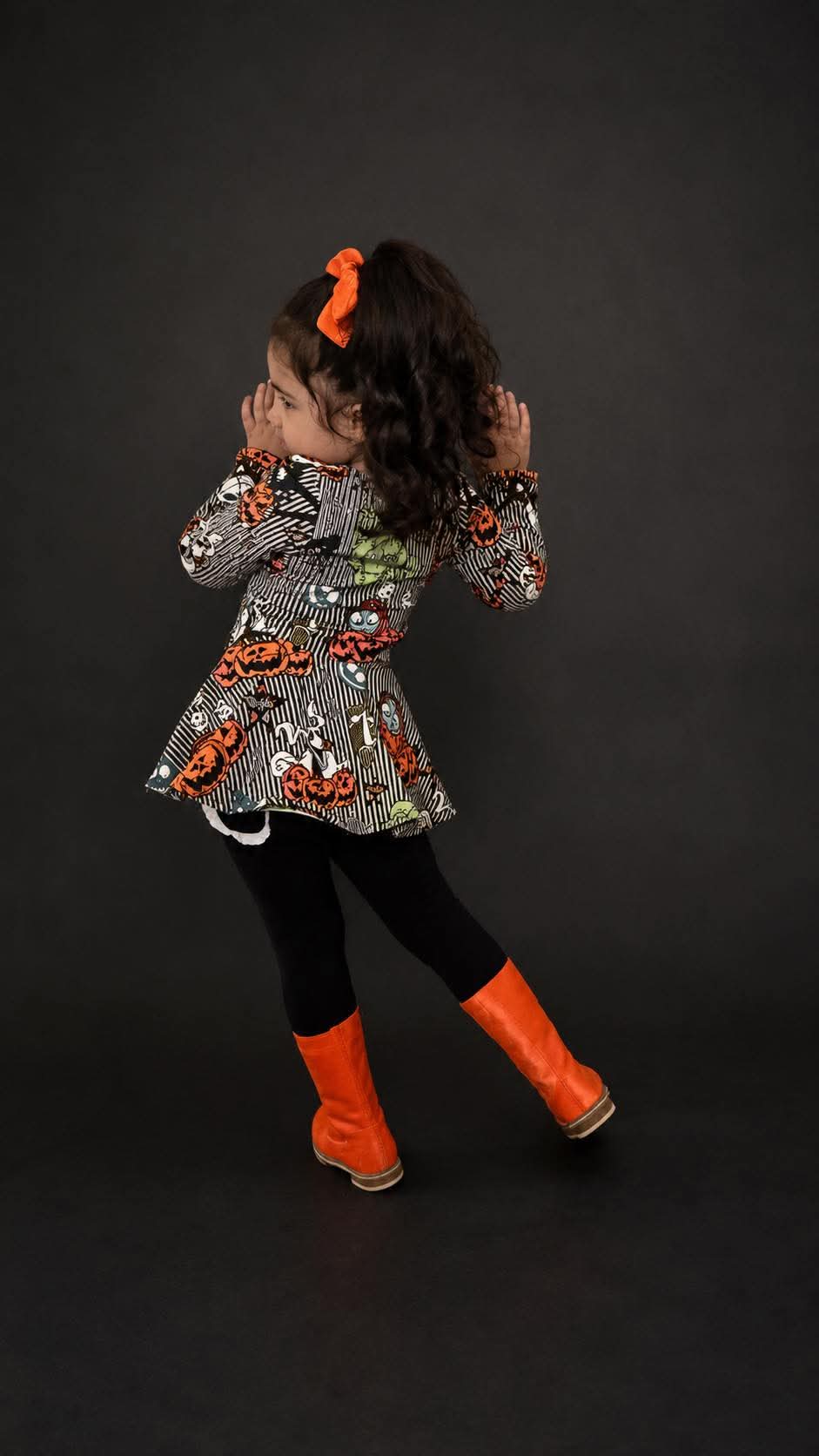Pre Order Orange Velvet Knee High Boots