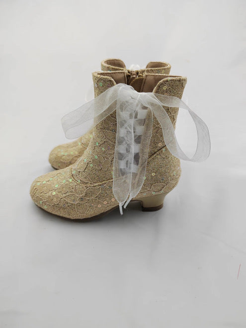 Gold Lace Sparkle Penelope Heel