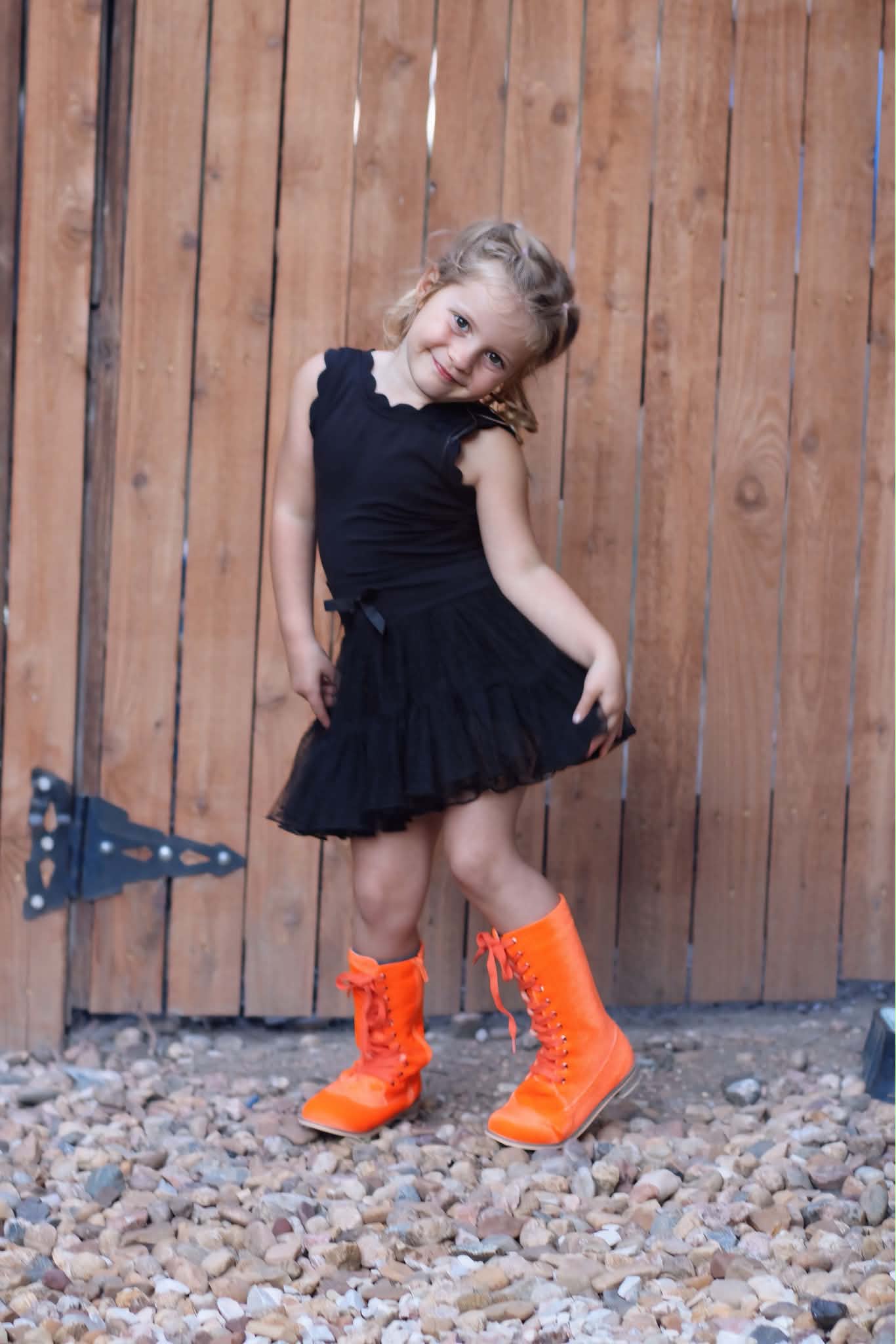 Pre Order Orange Velvet Knee High Boots