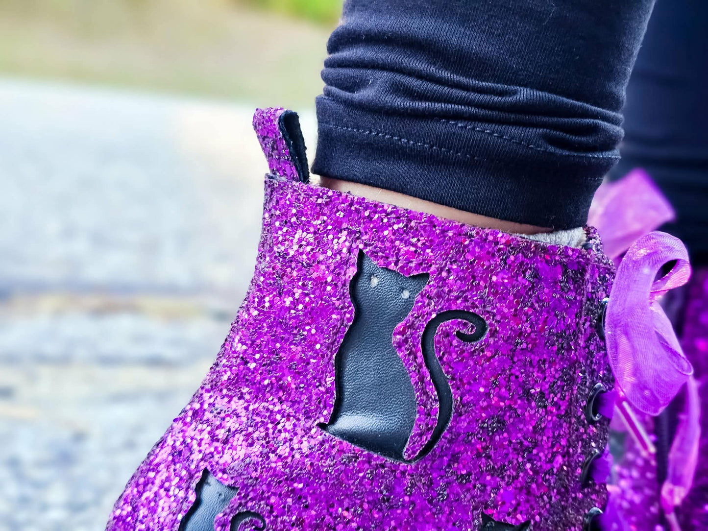 Pre Order Purple Sparkle Cat Combat Boots
