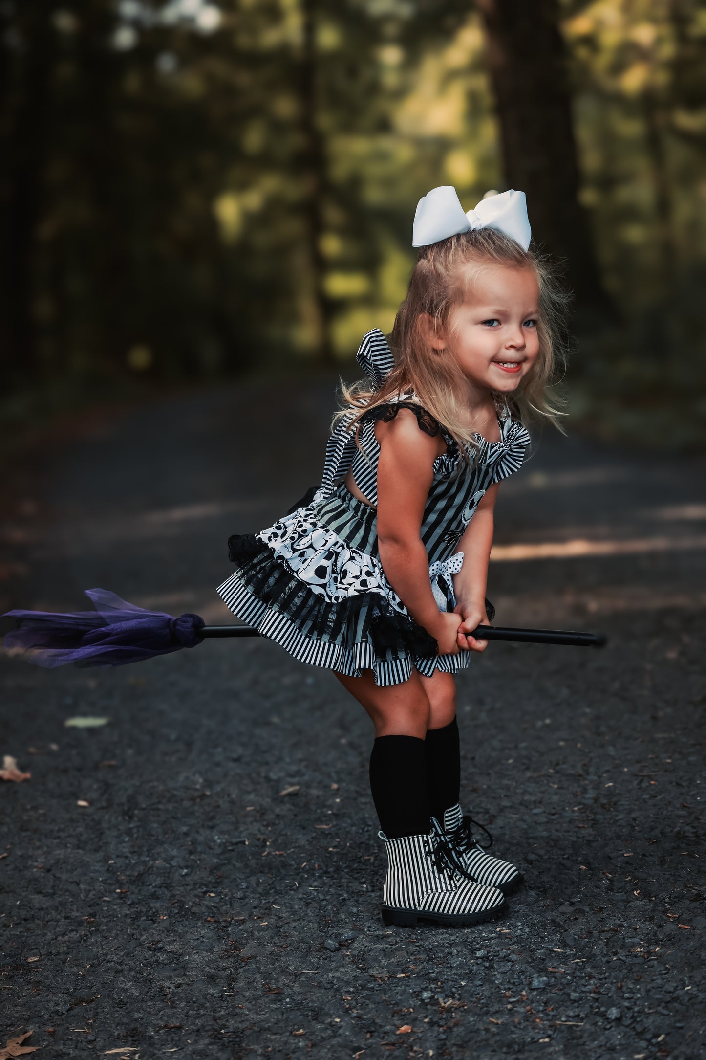 Black & White Stripe Combat Boots