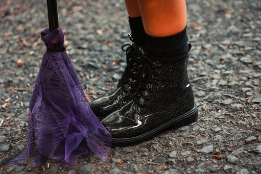 Black Shimmer Combat Boots