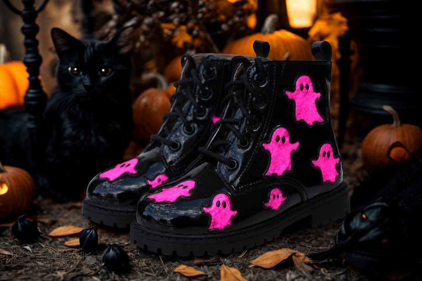 Pre Order Black/Pink Ghost Combat Boots